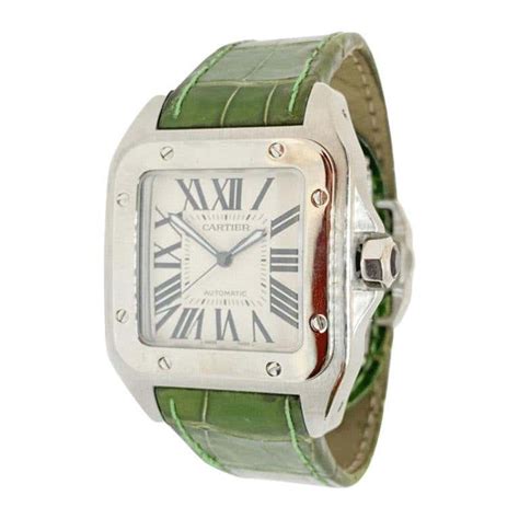 cartier santos 100 green|cartier santos 100 diamond bezel.